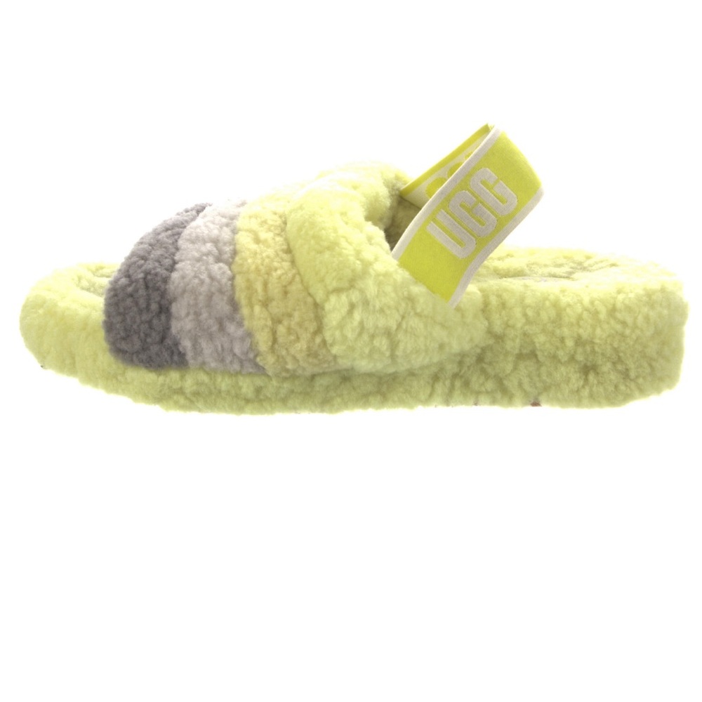 UGG fur sling back slippers striped sandals